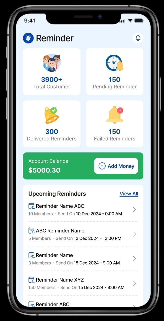 Reminder app interface